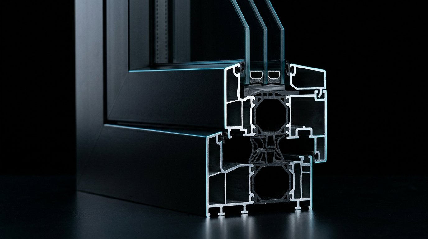 Perfil de aluminio con rotura de puente térmico y cristal aislante climalit