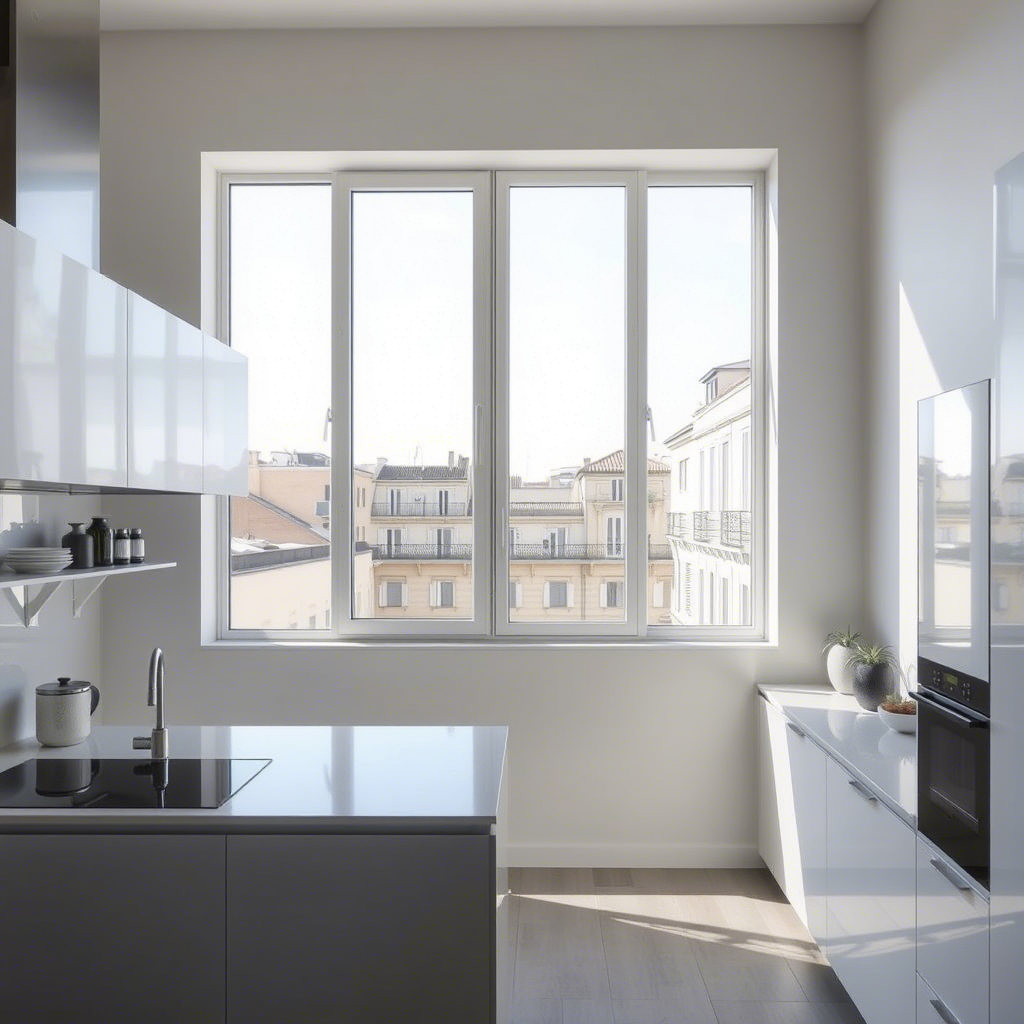 Ventana de aluminio con persiana integrada en Barcelona